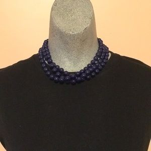 Long Navy blue large bead necklace